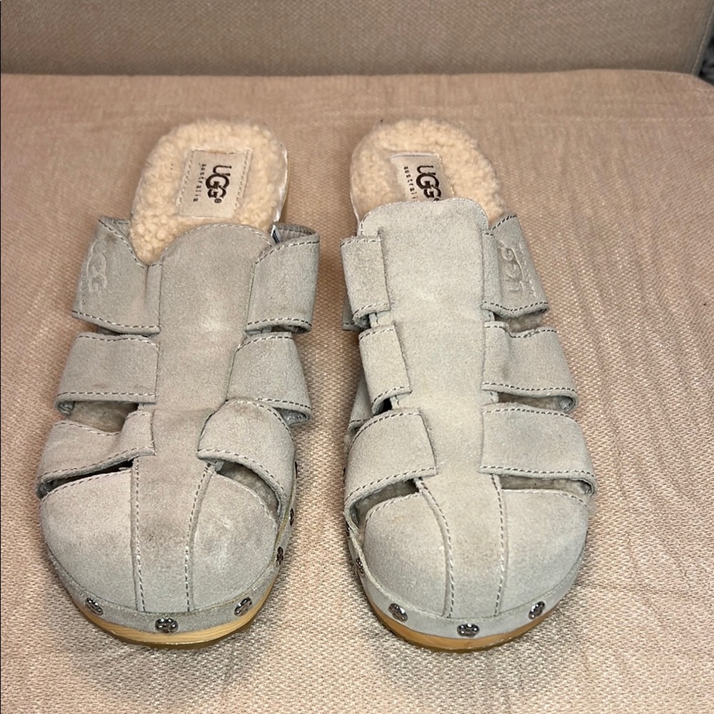 UGG Gray Mules with Cushioned Footbed